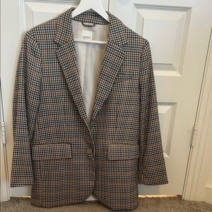 H&M Men's Black and White Checkered Blazer